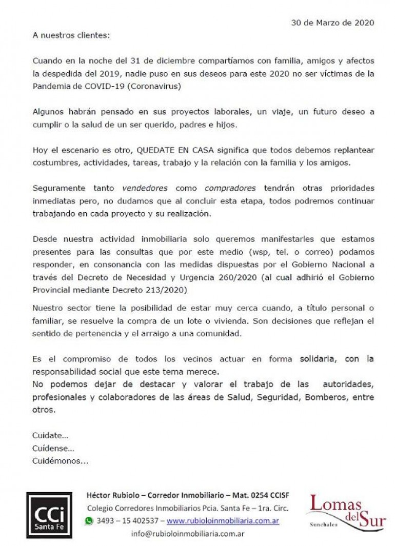 As.: COVID-19 - Decreto De Necesidad Y Urgencia 260/2020