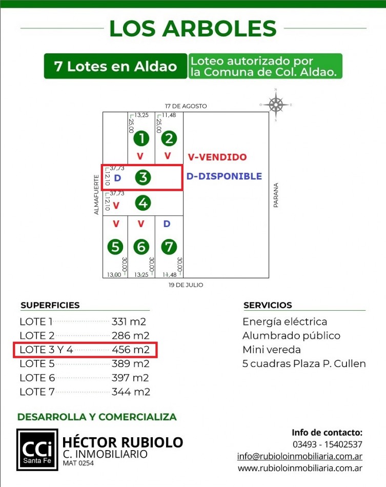 COLONIA ALDAO  - LOTE DE 456 M2 CON ESCRITURA INMEDIATA