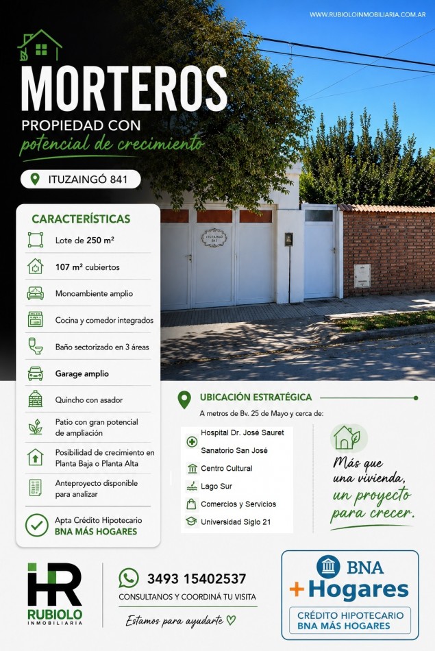 MORTEROS - Cordoba - Vivienda de 107 m2 - APTA CREDITO HIPOTECARIO