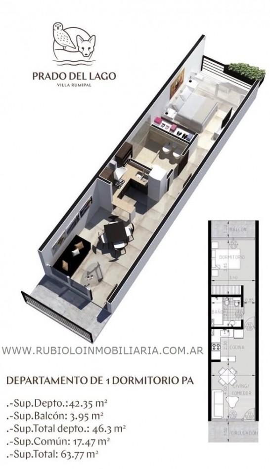 VILLA RUMIPAL - Dpto. Calamuchita - Cba - Departamento en PRADO DEL LAGO - 1 Dormitorio