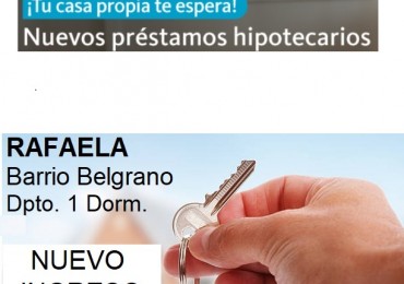  RAFAELA - BARRIO BELGRANO - DPTO. 1 DORMITORIO - Todos los servicios - PA